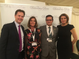 Former Deputy Prime Minister Nick Clegg, Nicole Peli, Allectra Managing Director Mario Peli and journalist Julia Hartley-Brewer at the Gala event at Parliament.